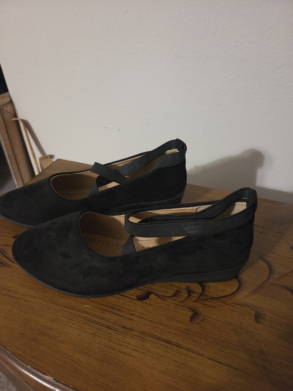 Black Suede  Wedge Flats